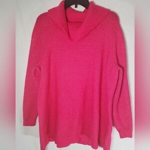 Lane Bryant Hot Pink Cowl Neck Long Sleeve Sweater Sz 14-16